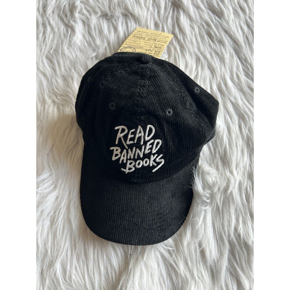 Read Banned Books Black Corduroy Hat Unisex One Size Adjustable Cap NWT